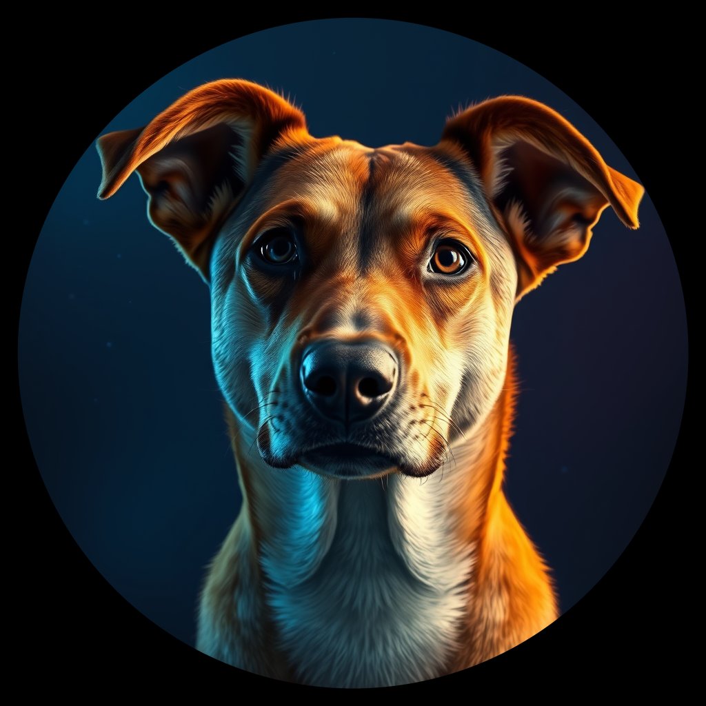 Cosmic medallion portrait of CAPTIVE_cd109, a Dingo Captive