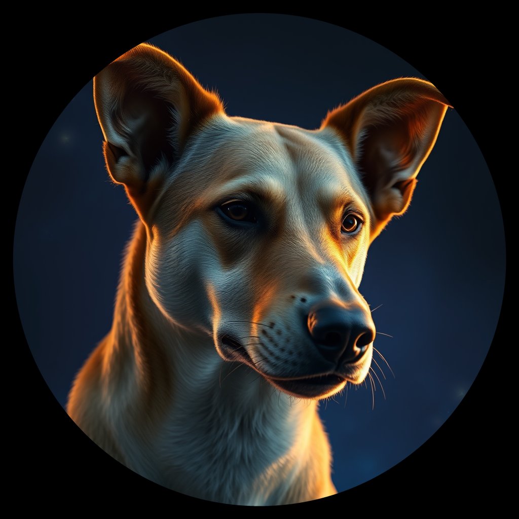 Cosmic medallion portrait of CAPTIVE_cd127, a Dingo Captive