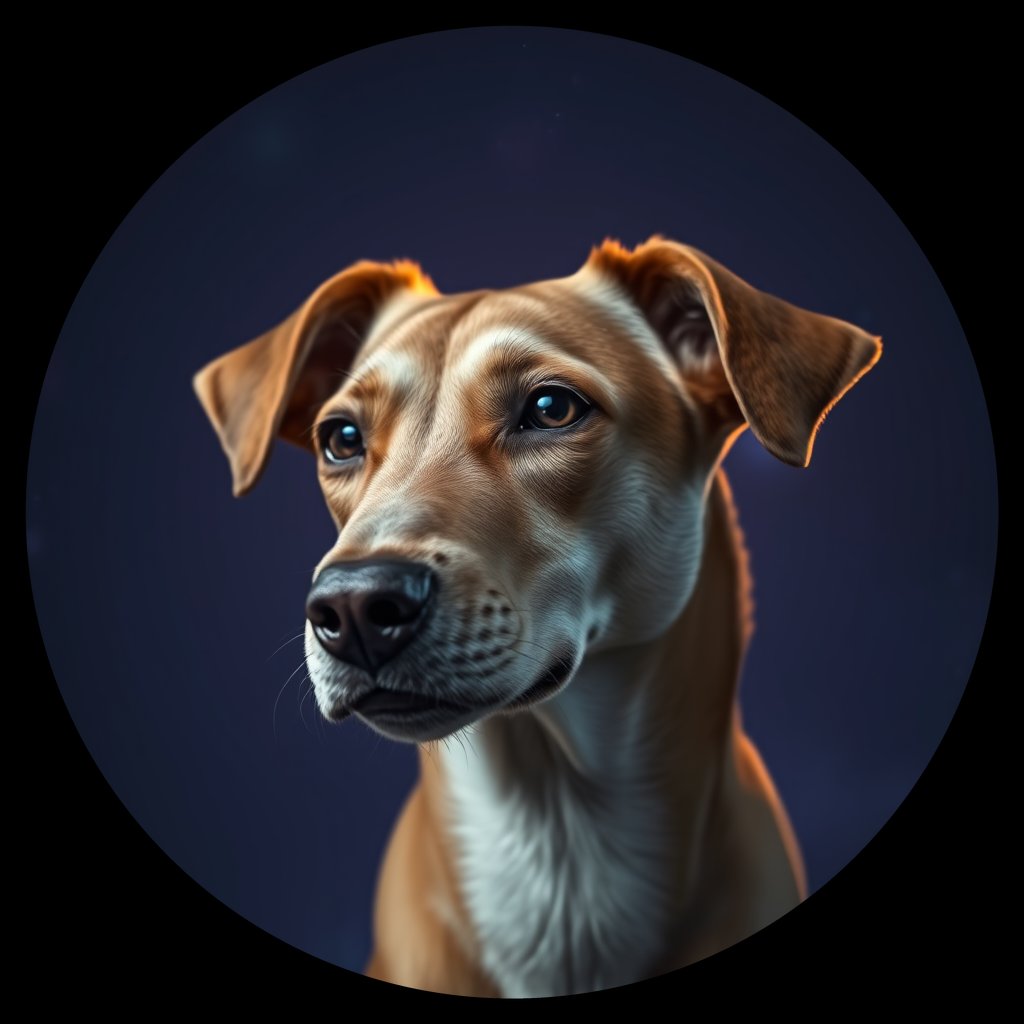 Cosmic medallion portrait of CAPTIVE_cd175, a Dingo Captive