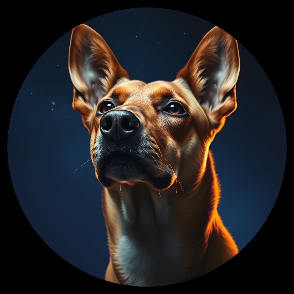 Cosmic medallion portrait of CAPTIVE_cd233, a Dingo Captive
