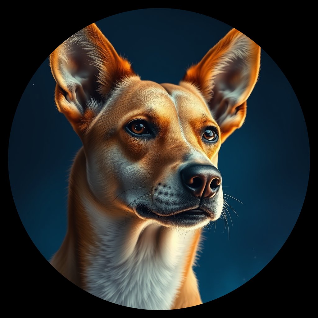 Cosmic medallion portrait of CAPTIVE_cd258, a Dingo Captive