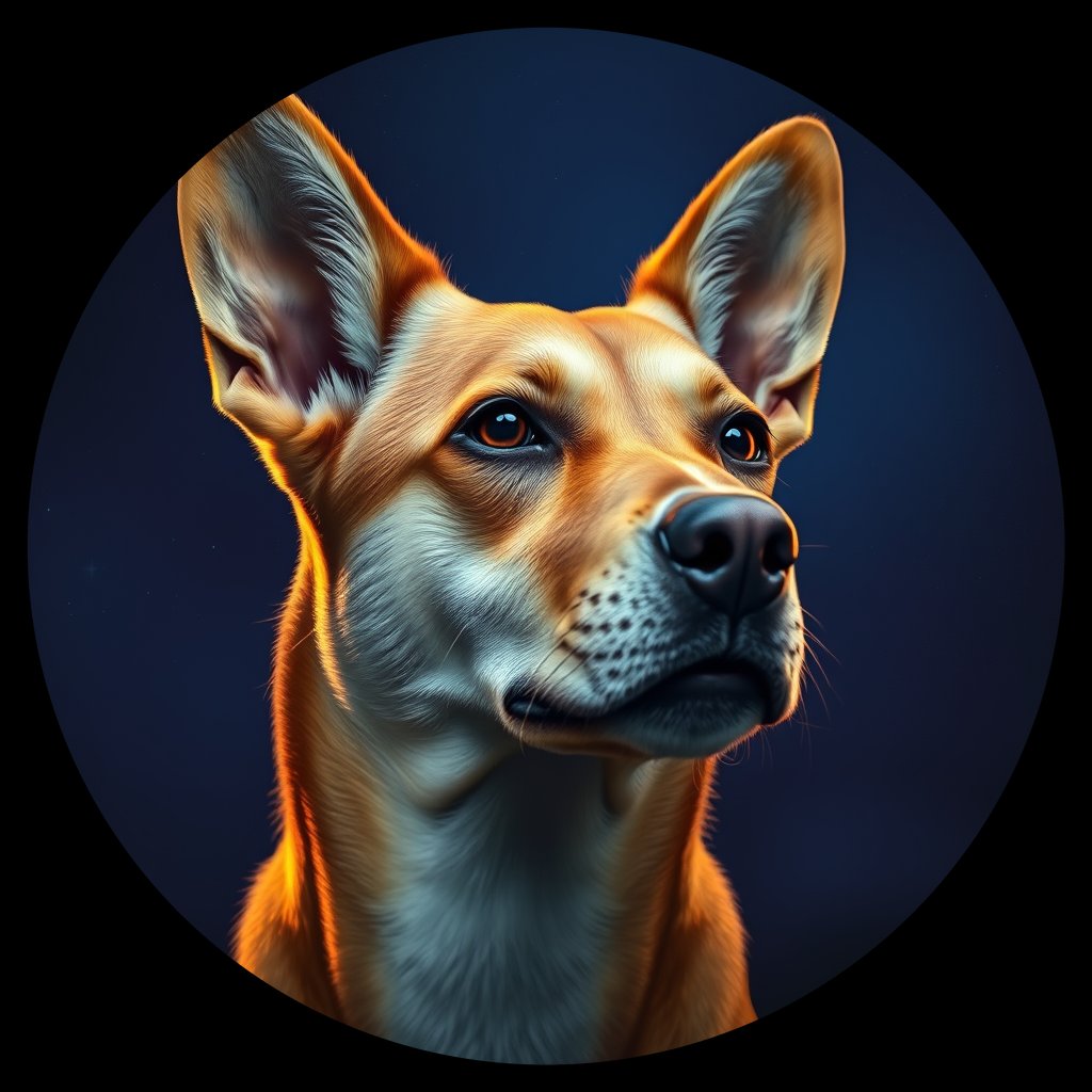 Cosmic medallion portrait of CAPTIVE_cd296, a Dingo Captive