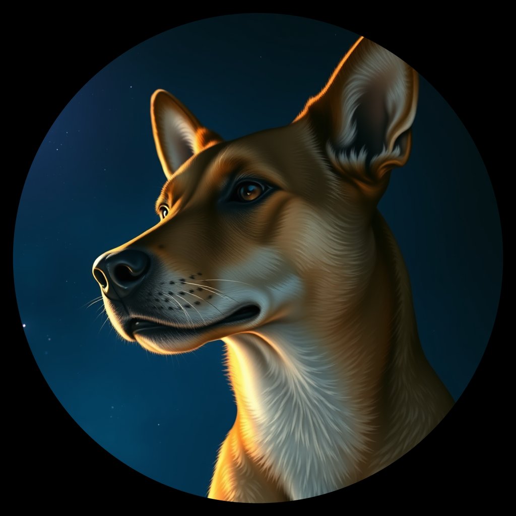 Cosmic medallion portrait of CAPTIVE_cd304, a Dingo Captive