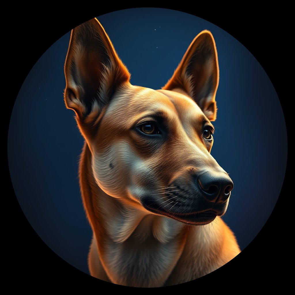 Cosmic medallion portrait of CAPTIVE_cd308, a Dingo Captive