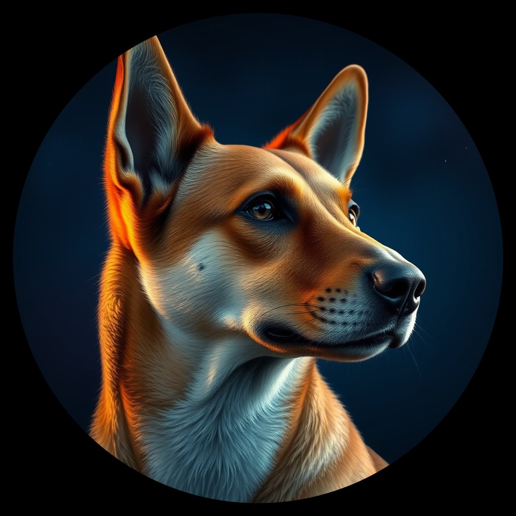 Cosmic medallion portrait of CAPTIVE_cd566, a Dingo Captive