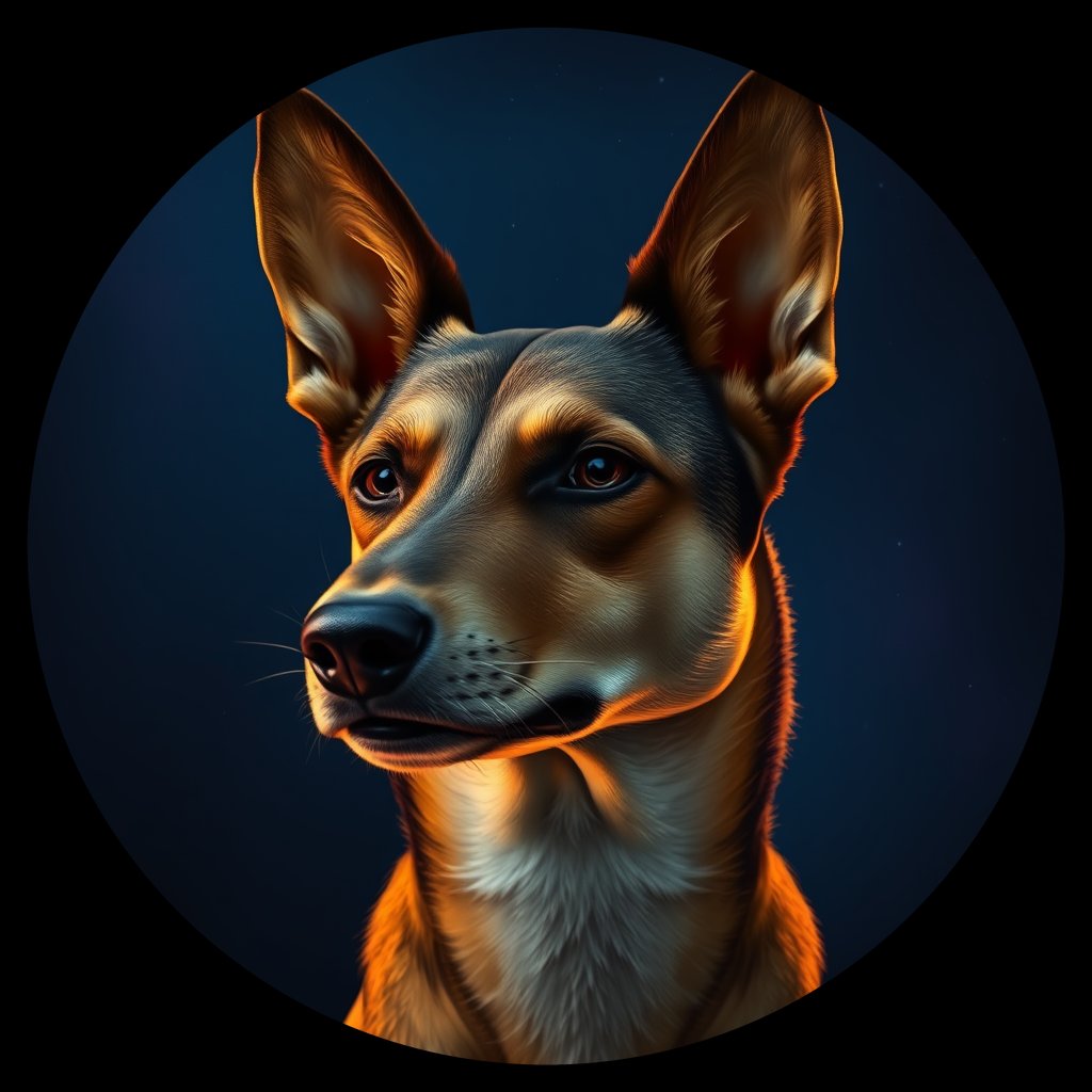 Cosmic medallion portrait of CAPTIVE_cd627, a Dingo Captive