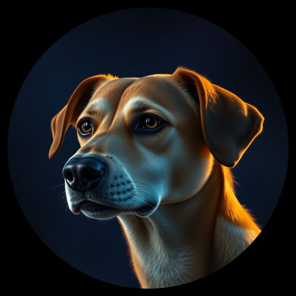 Cosmic medallion portrait of CAPTIVE_cd629, a Dingo Captive