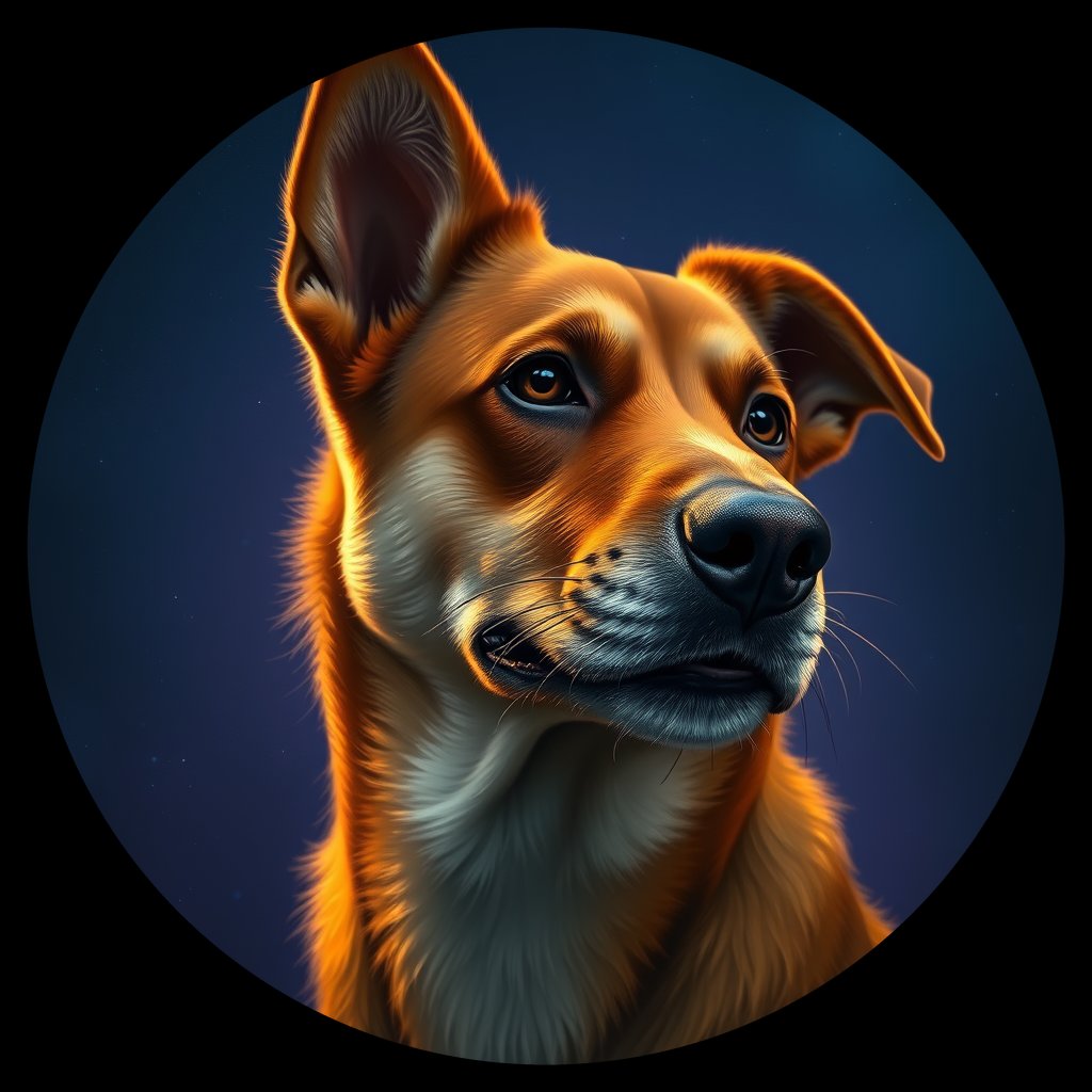 Cosmic medallion portrait of CAPTIVE_cd667, a Dingo Captive