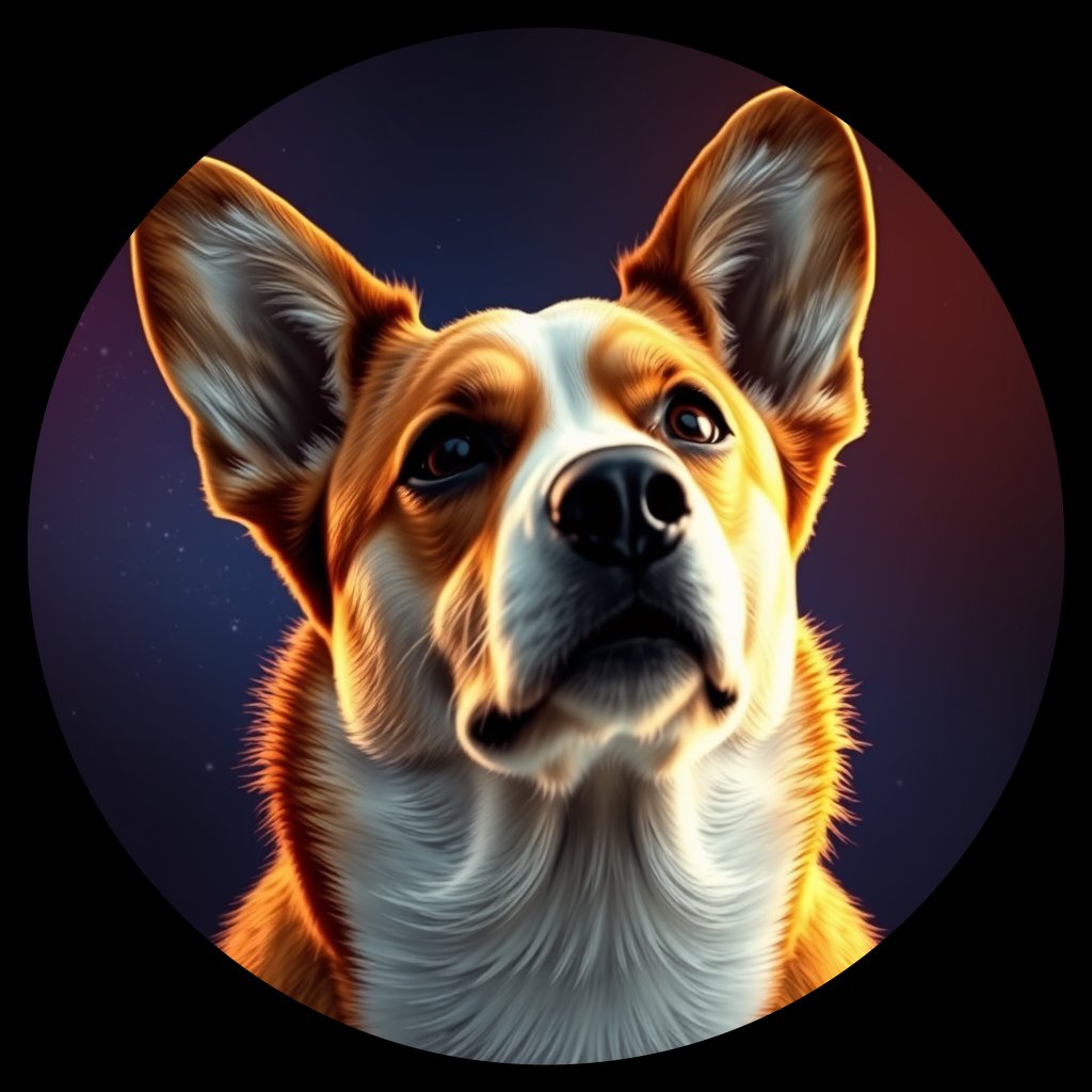Cosmic medallion portrait of CARD_CARD_06200, a Cardigan Welsh Corgi