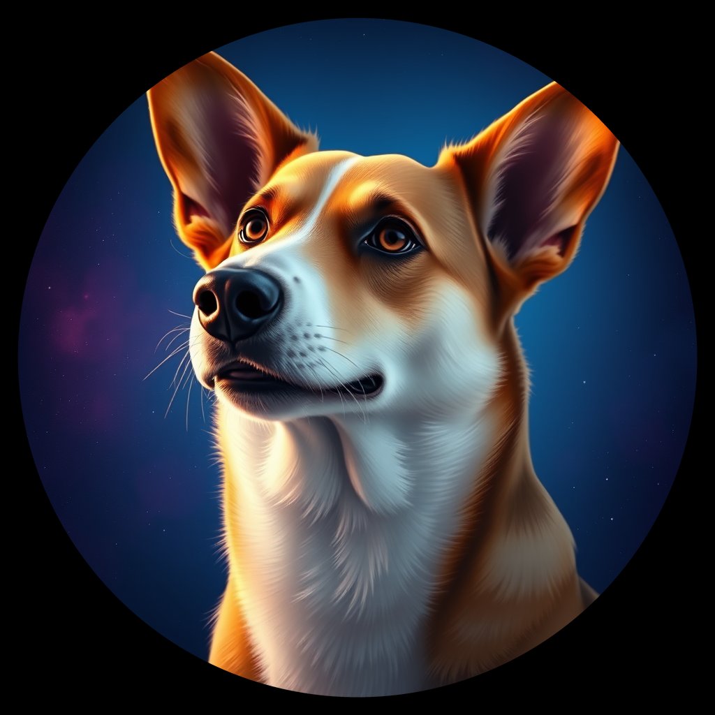 Cosmic medallion portrait of CARD_CARD_07328, a Cardigan Welsh Corgi