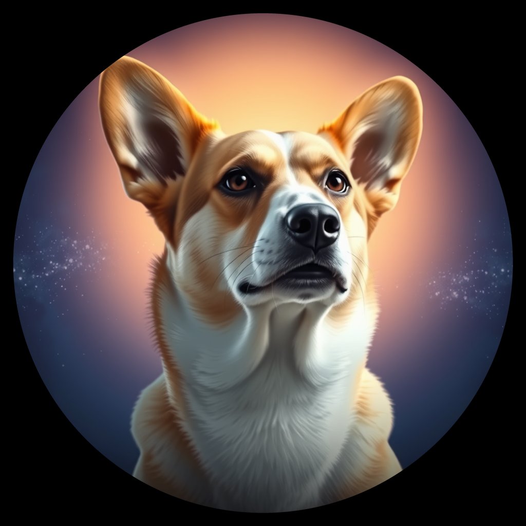 Cosmic medallion portrait of CARD_CARD_07654, a Cardigan Welsh Corgi