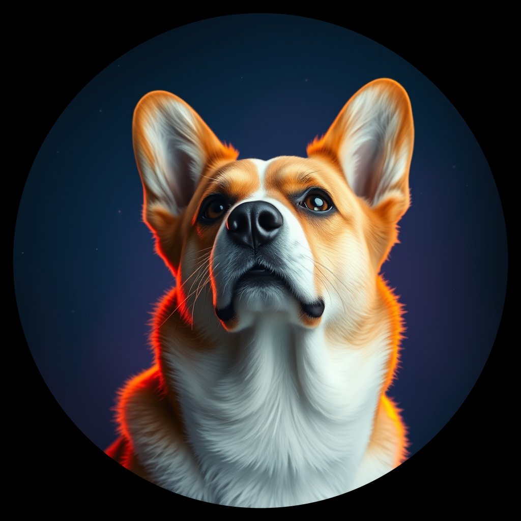 Cosmic medallion portrait of CARD_CARD_07666, a Cardigan Welsh Corgi