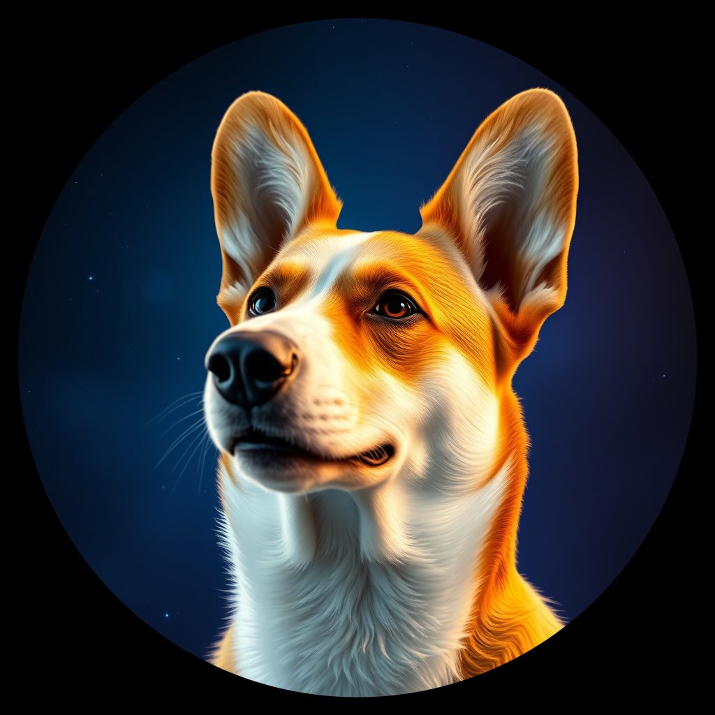 Cosmic medallion portrait of CARD_CARD_07976, a Cardigan Welsh Corgi