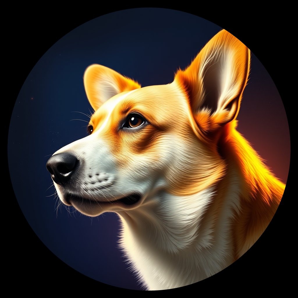 Cosmic medallion portrait of CARD_CARD_09283, a Cardigan Welsh Corgi