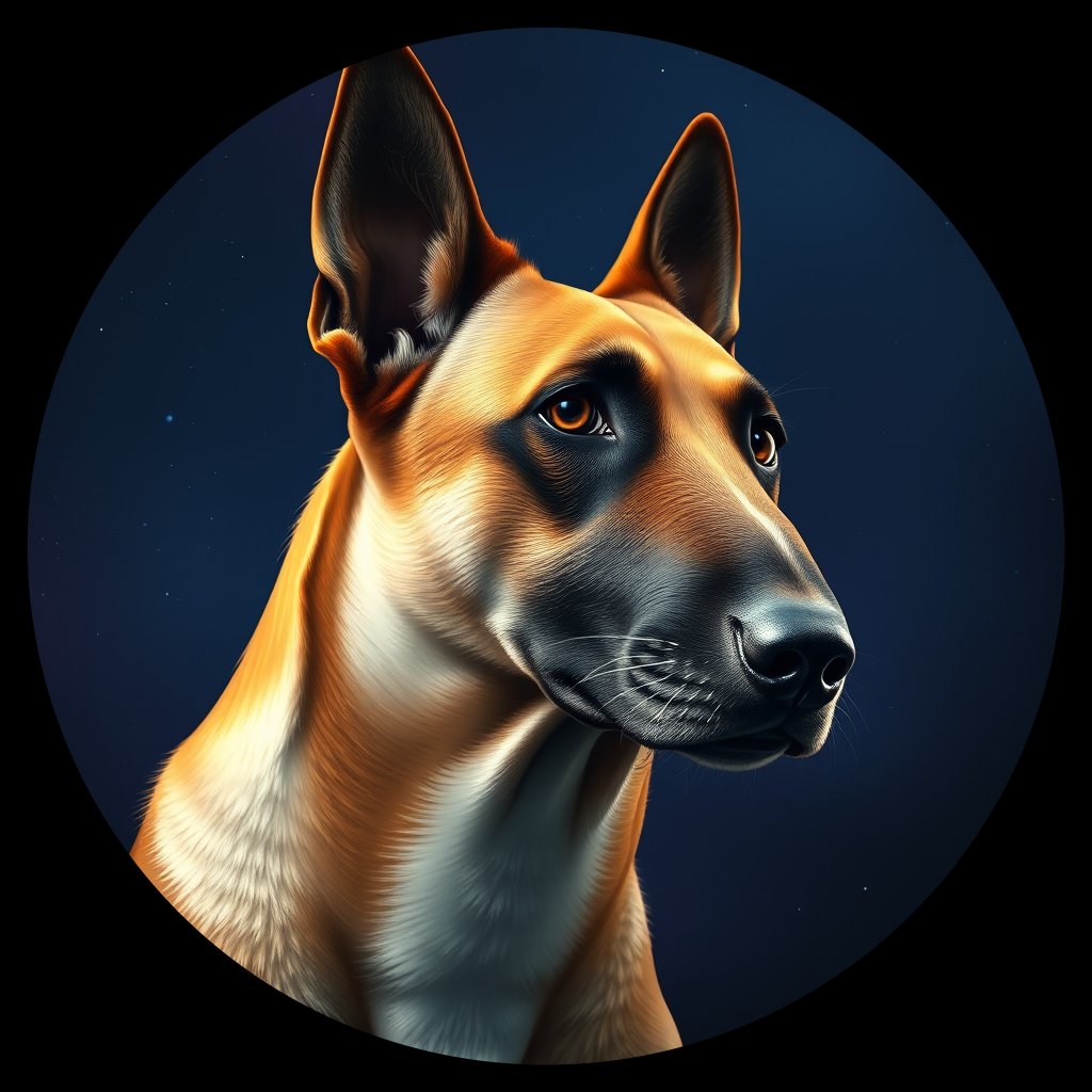 Cosmic medallion portrait of CASD_CASD_d5646, a Canaan Dog