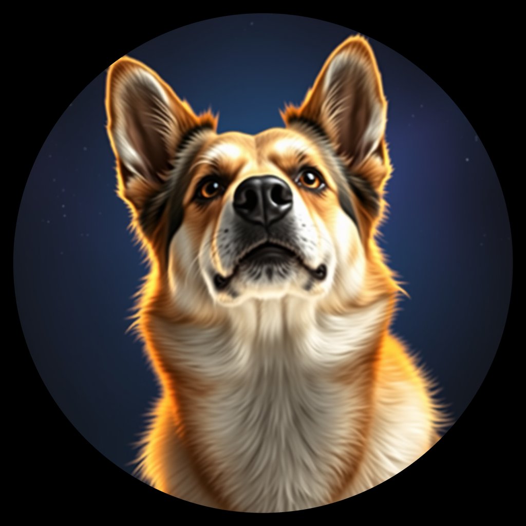 Cosmic medallion portrait of CAUC_CAUC_d5378, a Caucasian Shepherd