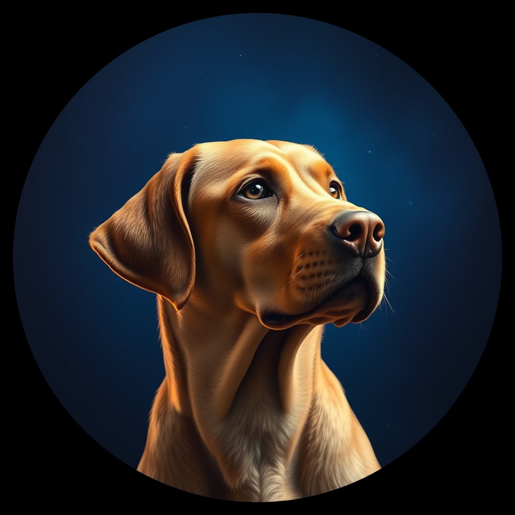 Cosmic medallion portrait of CBR_32601_CBR_32601, a Chesapeake Bay Retriever