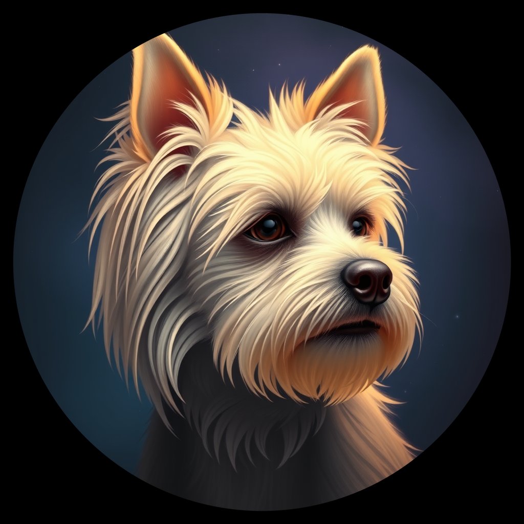 Cosmic medallion portrait of CHC_25620_CHC_25620, a Chinese Crested