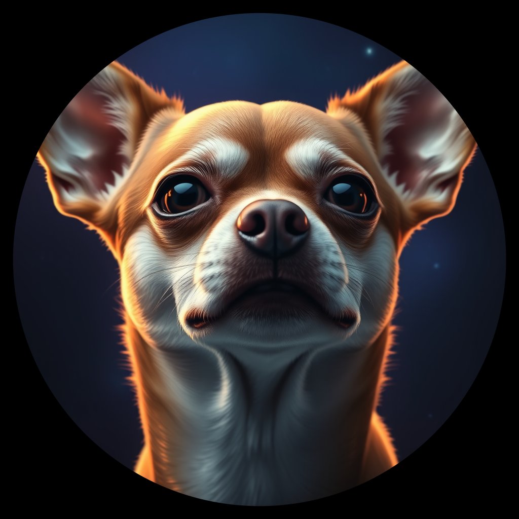 Cosmic medallion portrait of CHIH_CHIH_01205, a Chihuahua