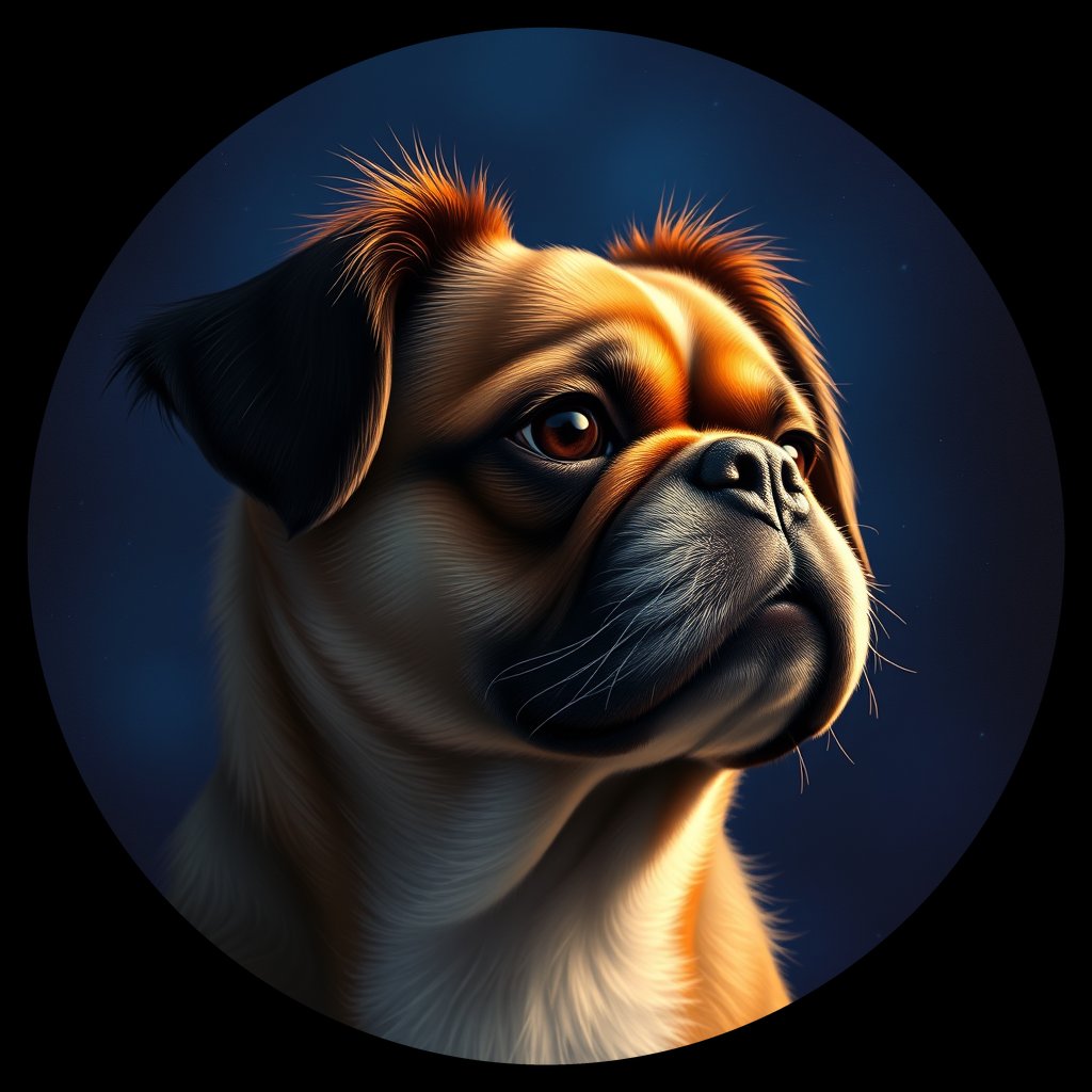 Cosmic medallion portrait of CHIN_CHIN_14B01, a Japanese Chin
