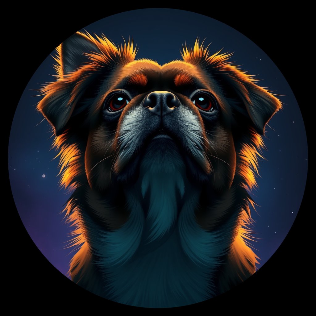 Cosmic medallion portrait of CHIN_CHIN_14F01, a Japanese Chin