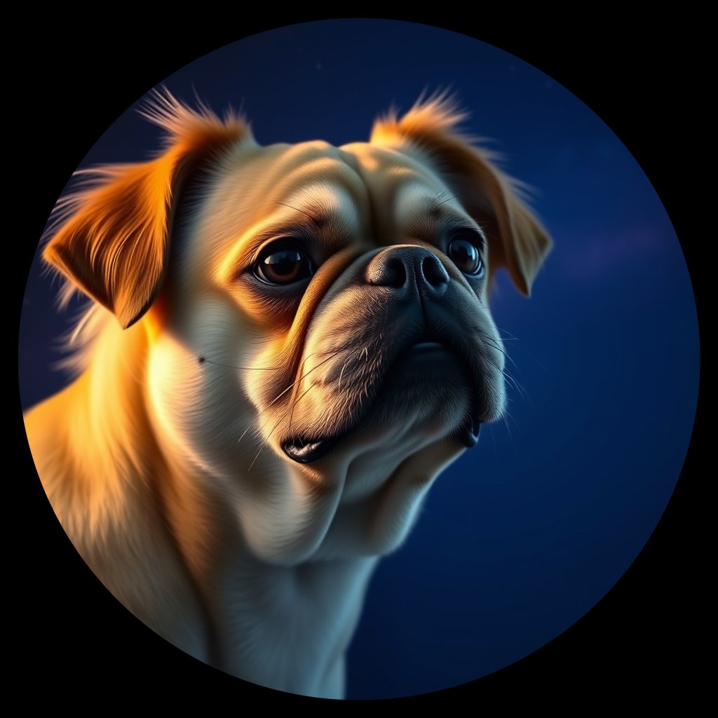 Cosmic medallion portrait of CHIN_CHIN_14F02, a Japanese Chin