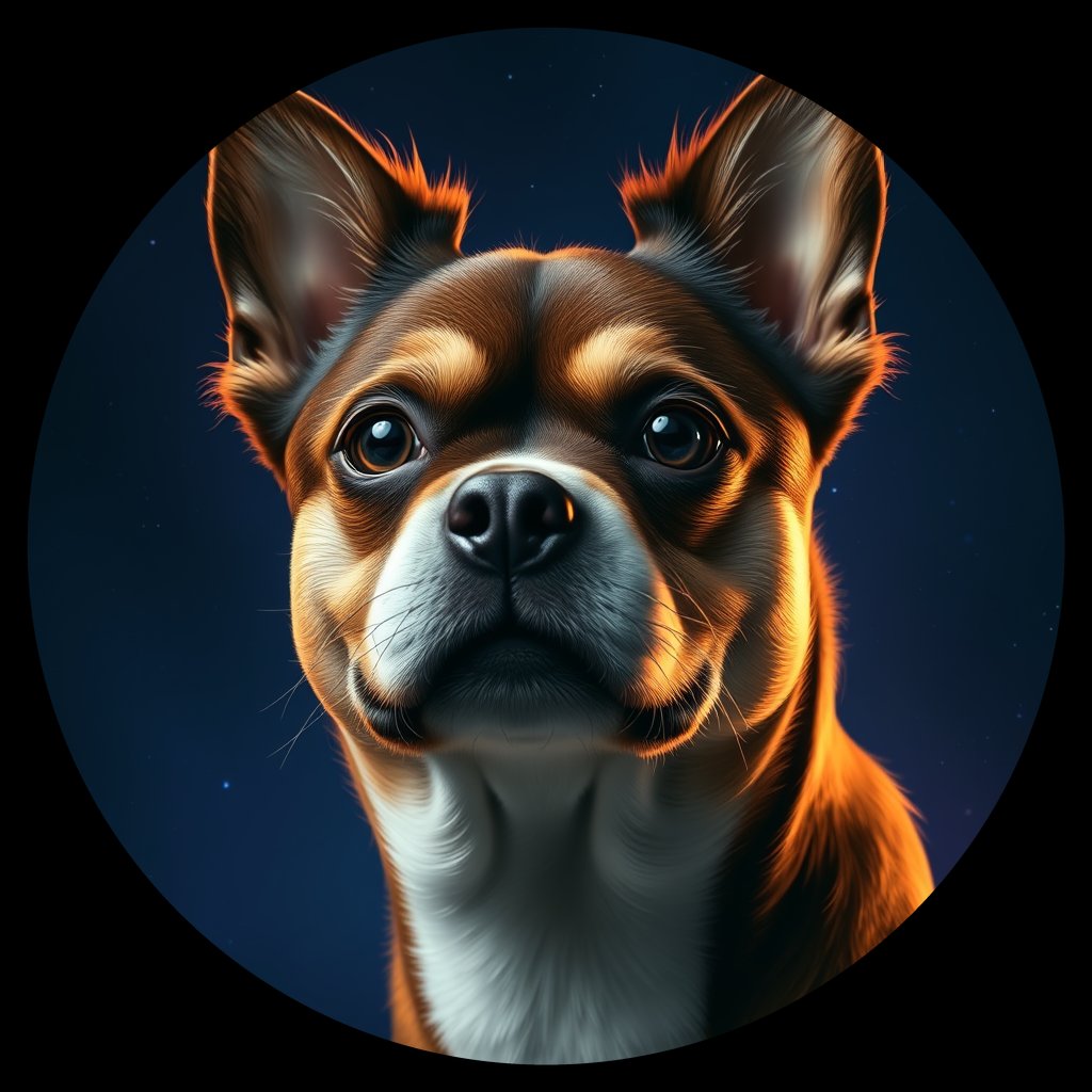 Cosmic medallion portrait of CHIN_CHIN_14F04, a Japanese Chin