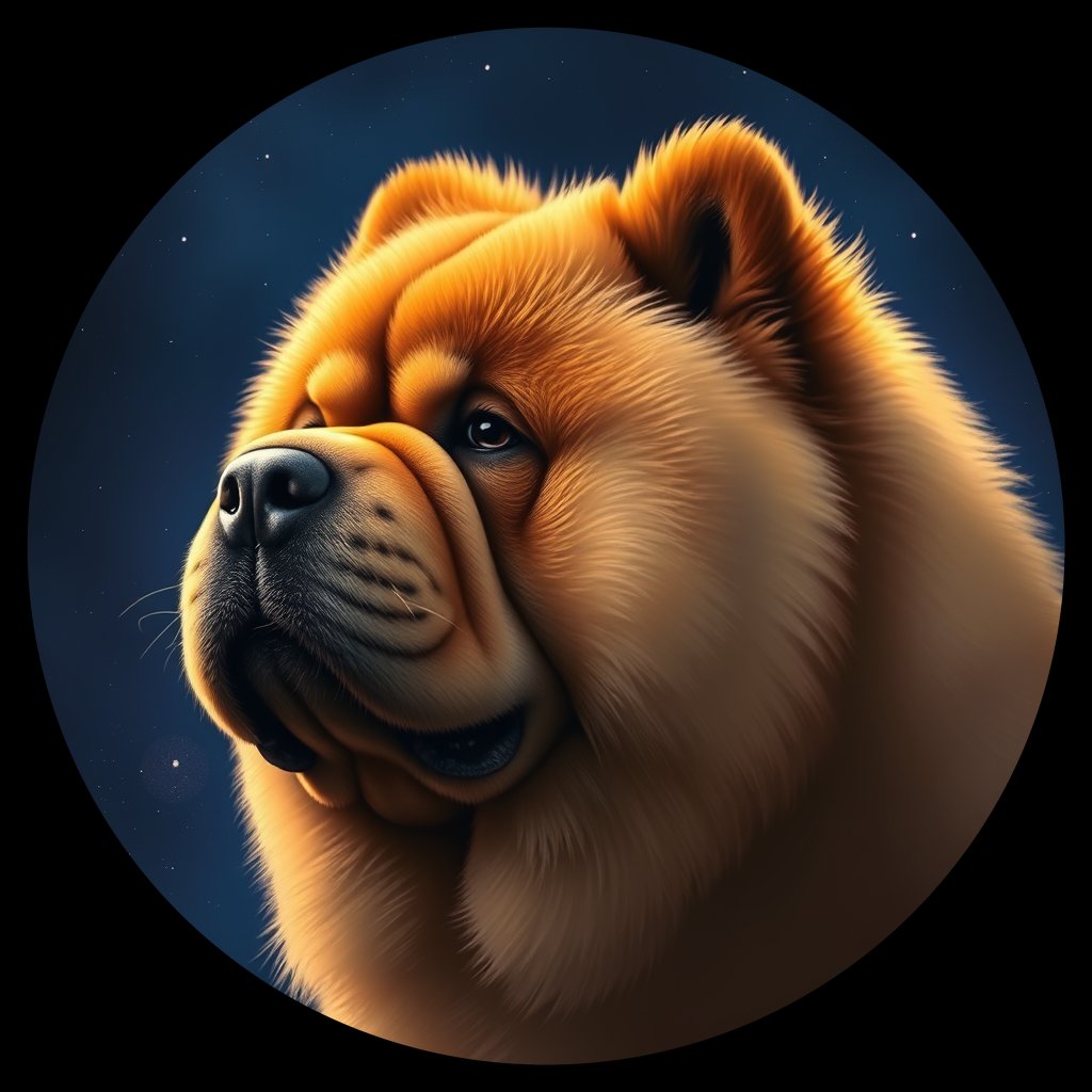 Cosmic medallion portrait of CHOW_CHOW_15628, a Chow Chow