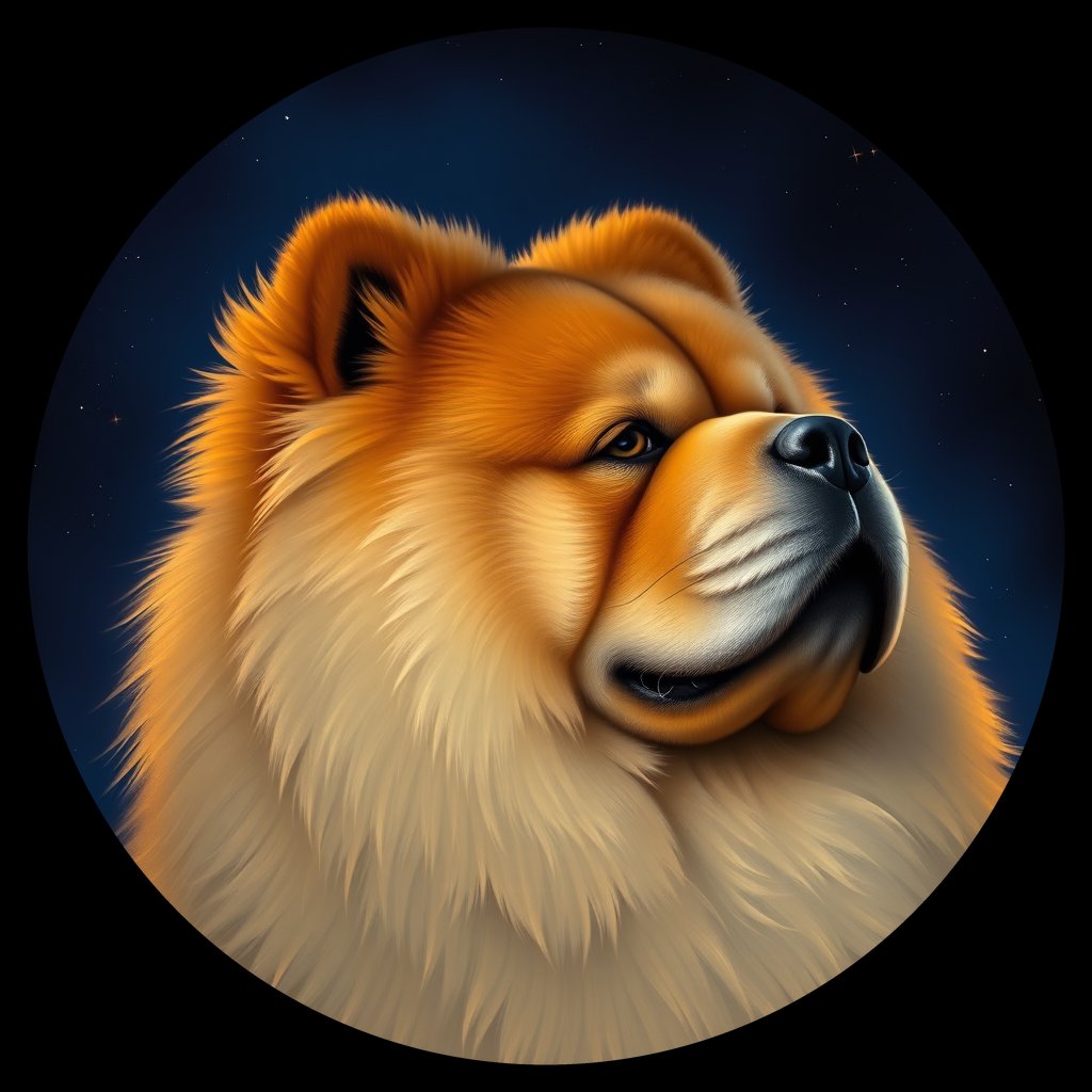 Cosmic medallion portrait of CHOW_CHOW_23372, a Chow Chow
