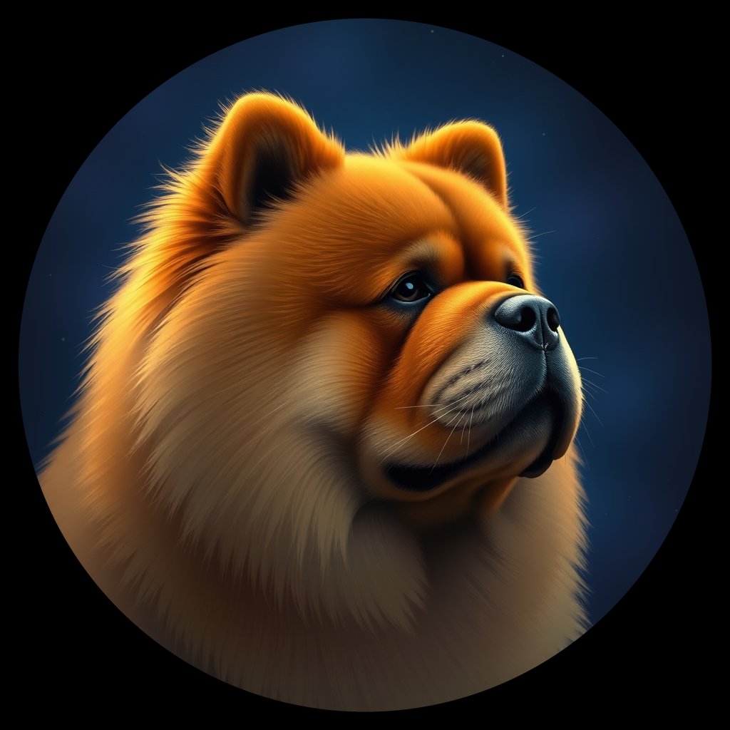 Cosmic medallion portrait of CH_32170_CH_32170, a Chow Chow