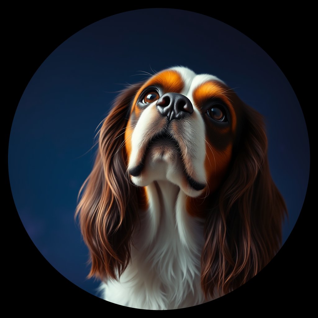 Cosmic medallion portrait of CKCS_CKCS_14520, a Cavalier King Charles Spaniel