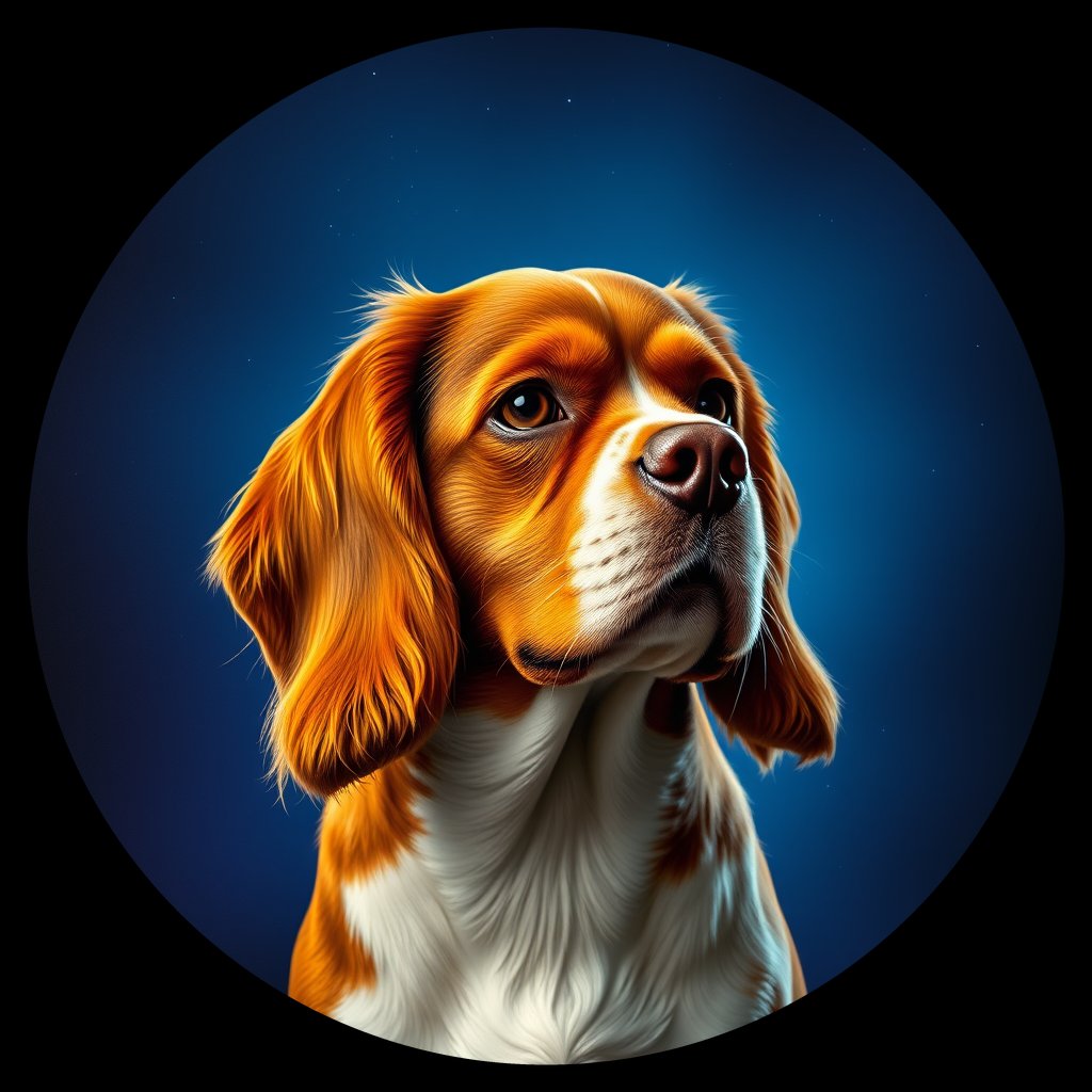Cosmic medallion portrait of CKCS_CKCS_14913, a Cavalier King Charles Spaniel