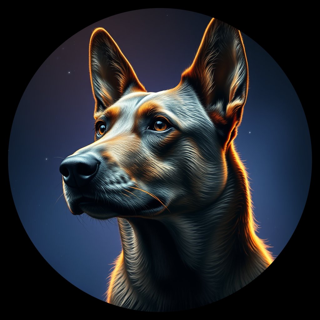 Cosmic medallion portrait of CNPP_CNPP_100, a Feral Dog Capeyork