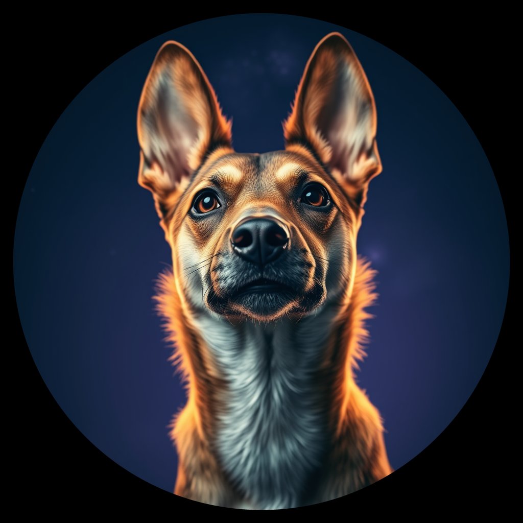 Cosmic medallion portrait of CNPP_CNPP_102, a Feral Dog Capeyork