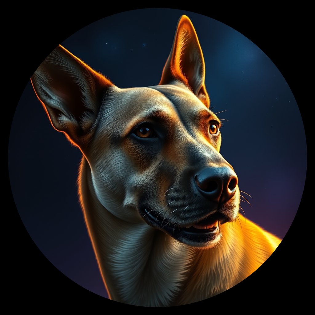 Cosmic medallion portrait of CNPP_CNPP_110, a Feral Dog Capeyork