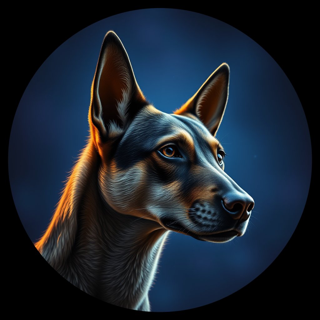 Cosmic medallion portrait of CNPP_CNPP_127, a Feral Dog Capeyork