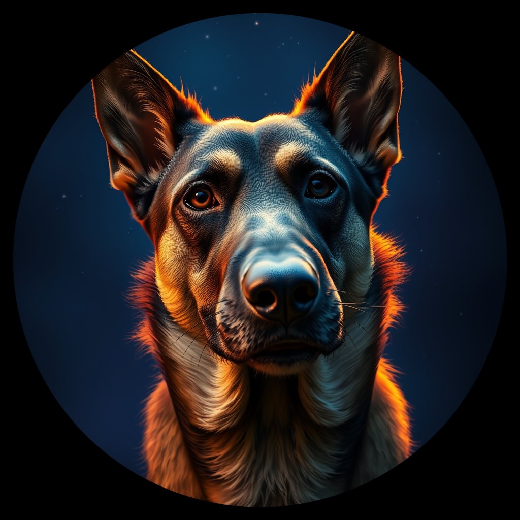 Cosmic medallion portrait of CNPP_CNPP_129, a Feral Dog Capeyork