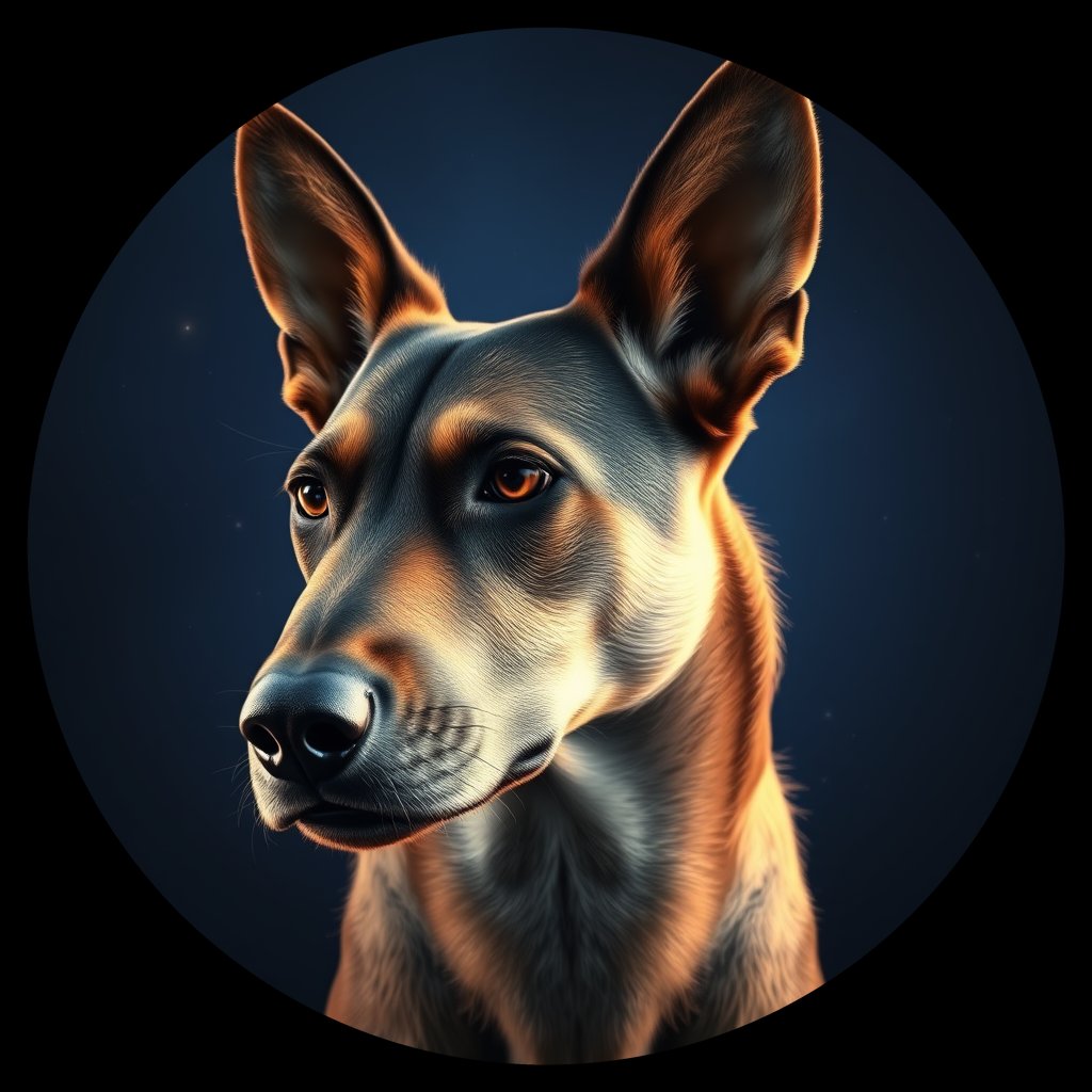 Cosmic medallion portrait of CNPP_CNPP_131, a Feral Dog Capeyork