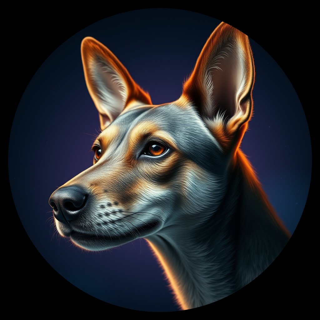 Cosmic medallion portrait of CNPP_CNPP_28, a Feral Dog Capeyork