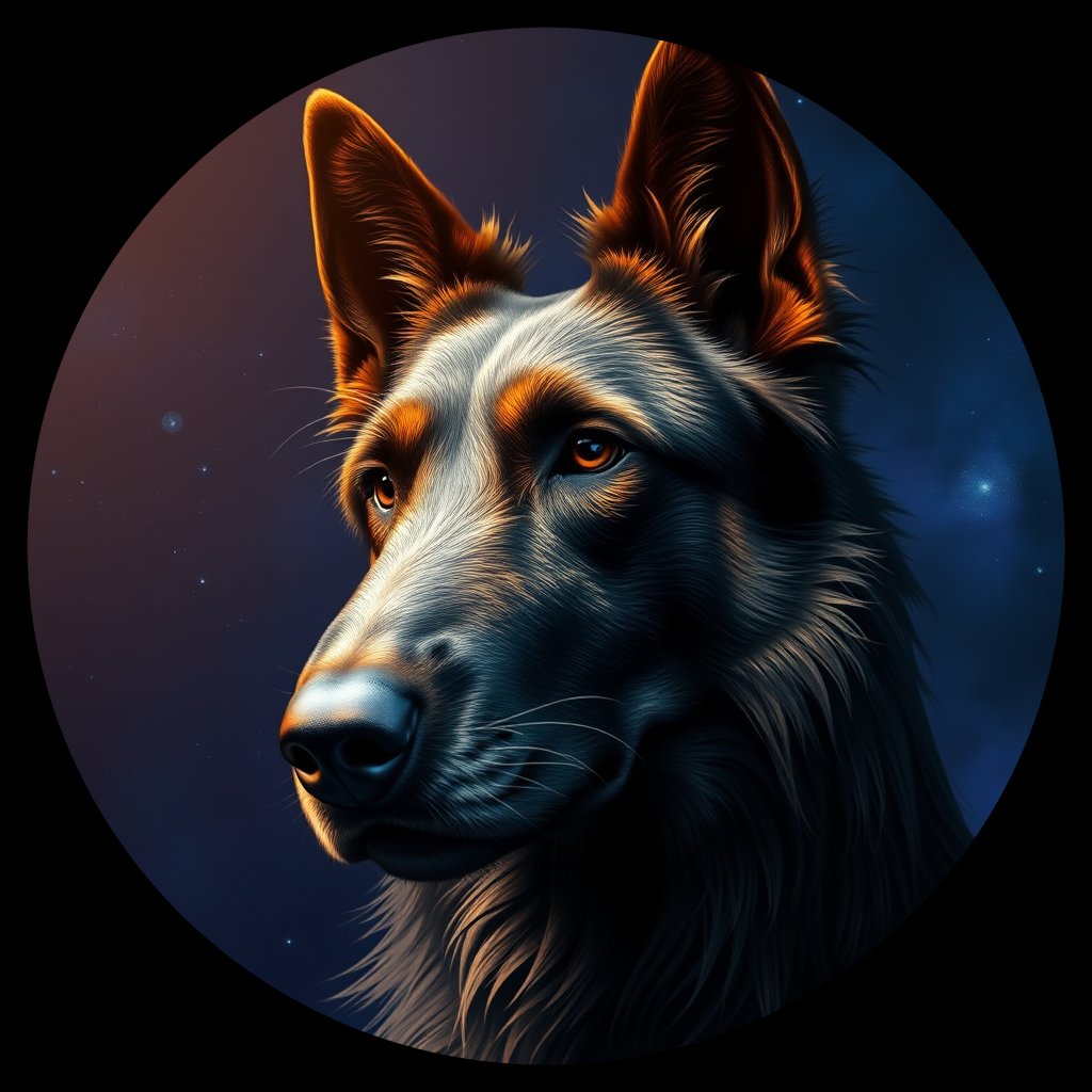 Cosmic medallion portrait of CNPP_CNPP_29, a Feral Dog Capeyork