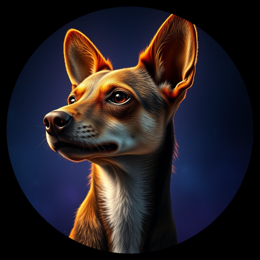 Cosmic medallion portrait of CNPP_CNPP_42, a Feral Dog Capeyork