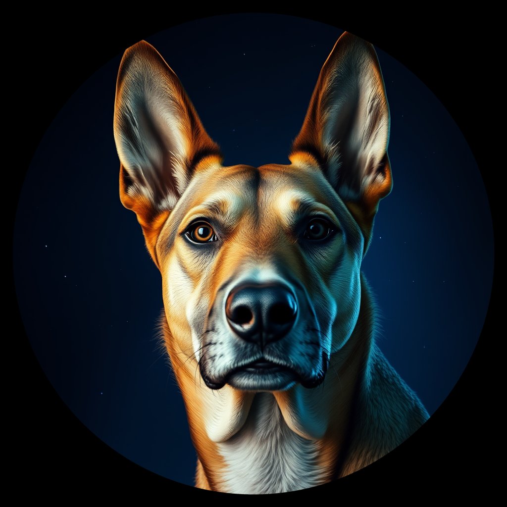 Cosmic medallion portrait of CNPP_CNPP_46, a Feral Dog Capeyork