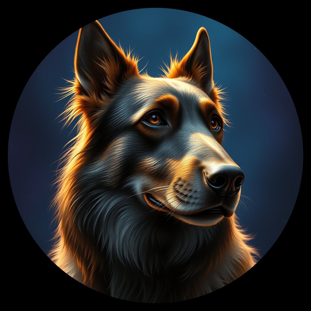 Cosmic medallion portrait of CNPP_CNPP_54, a Feral Dog Capeyork