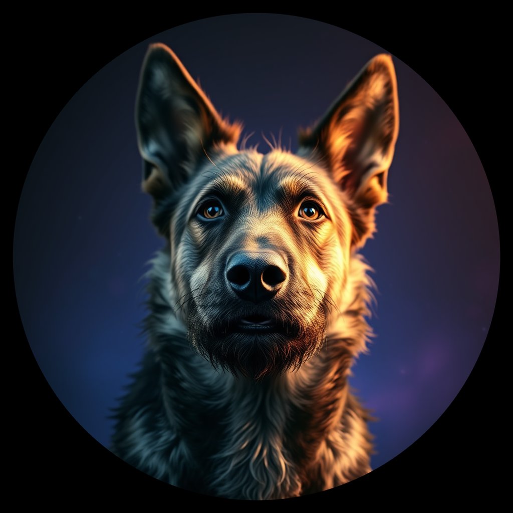 Cosmic medallion portrait of CNPP_CNPP_55, a Feral Dog Capeyork