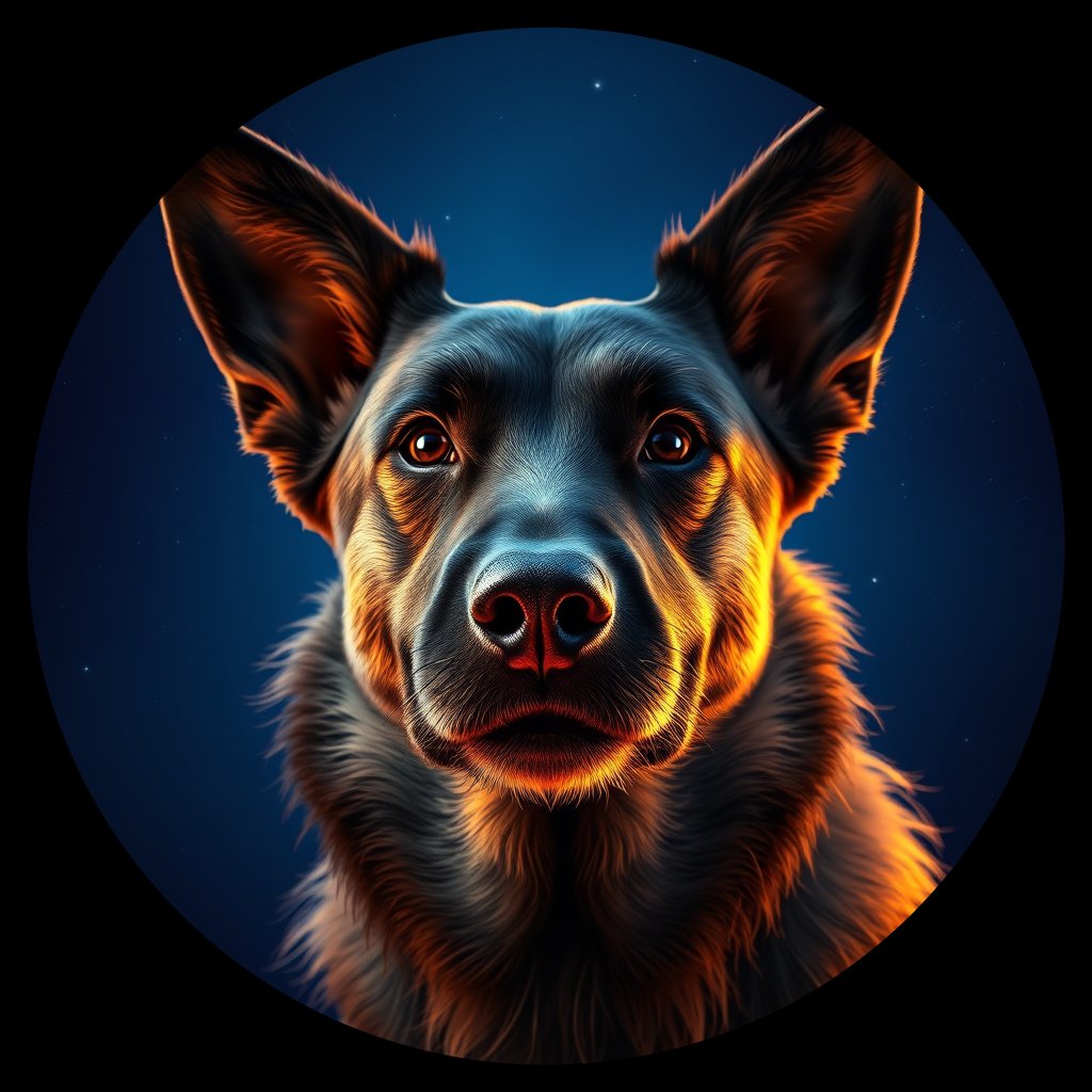 Cosmic medallion portrait of CNPP_CNPP_56, a Feral Dog Capeyork