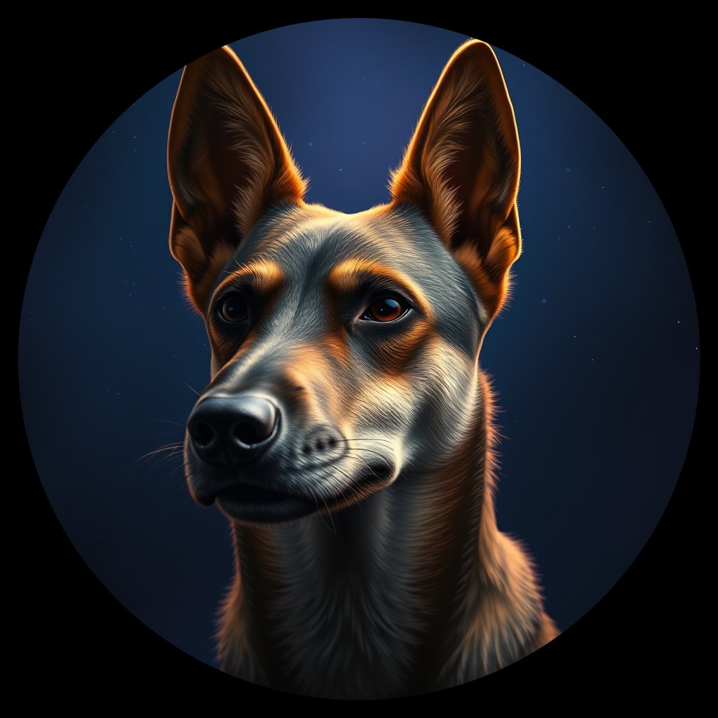 Cosmic medallion portrait of CNPP_CNPP_58, a Feral Dog Capeyork