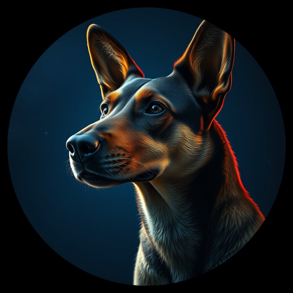 Cosmic medallion portrait of CNPP_CNPP_62, a Feral Dog Capeyork