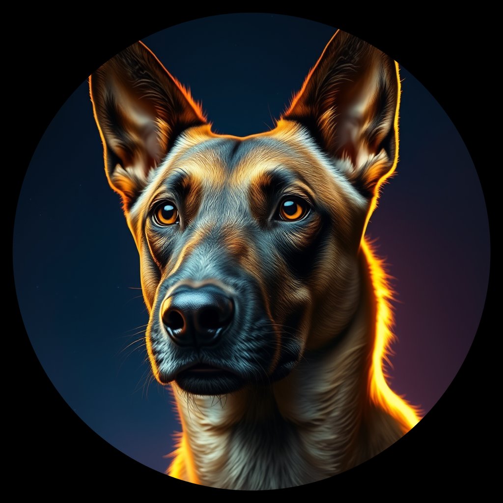 Cosmic medallion portrait of CNPP_CNPP_69, a Feral Dog Capeyork