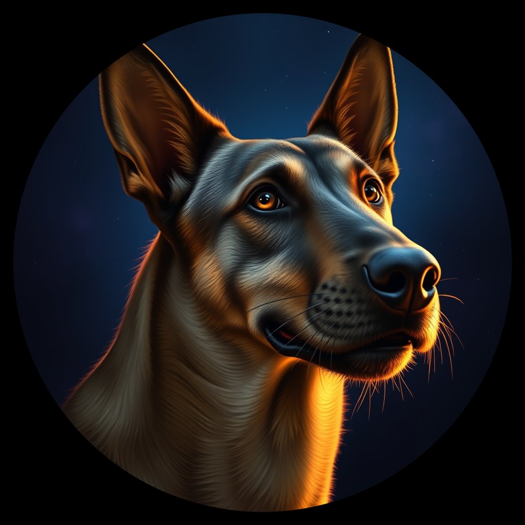 Cosmic medallion portrait of CNPP_CNPP_86, a Feral Dog Capeyork