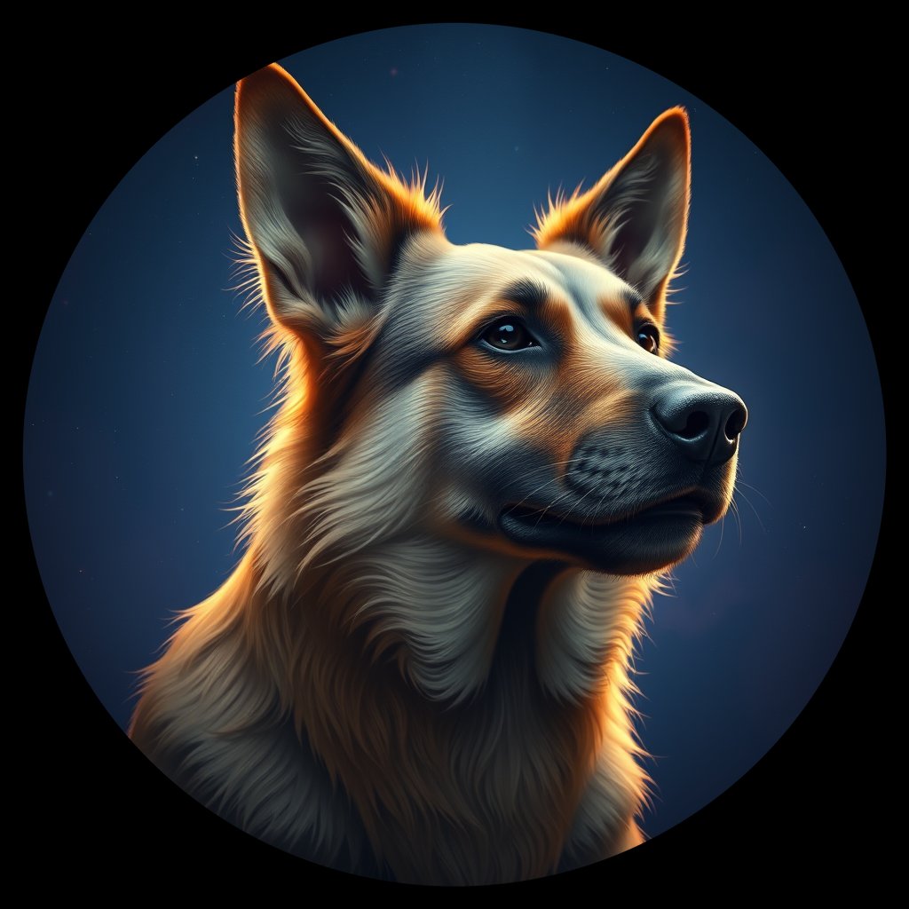 Cosmic medallion portrait of CNPP_CNPP_94, a Feral Dog Capeyork